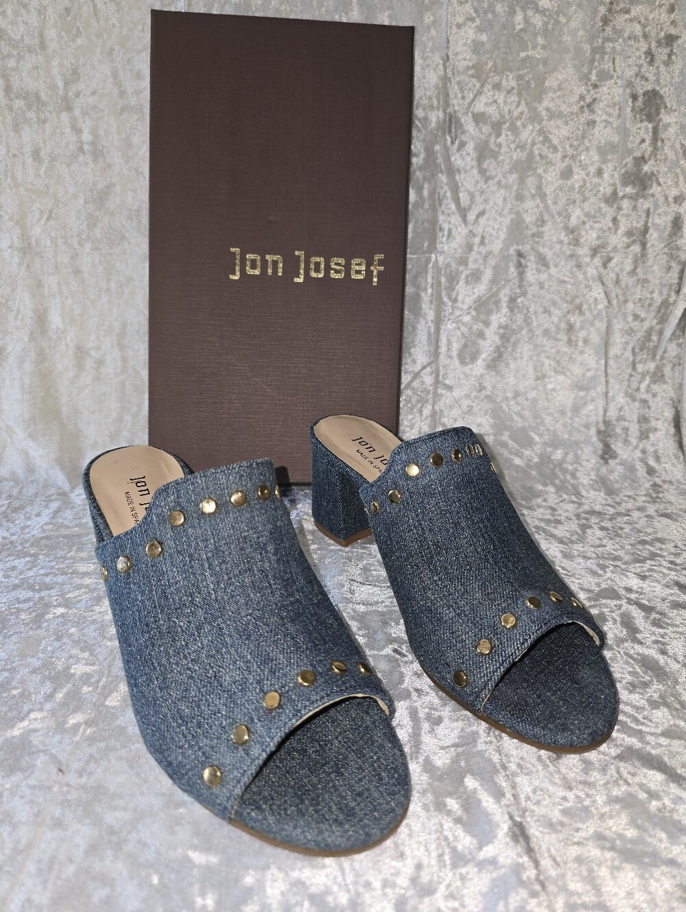 Jon Josef Denmark Denim Block Heel Mules - Blue